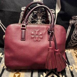 Tory Burch Pebbled Leather 3 compartment Satchel Handbag